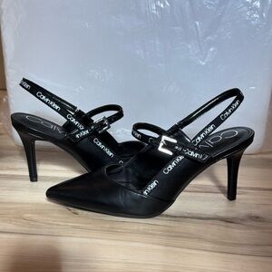Calvin Klein Black Pointed Slingback Heels size 6